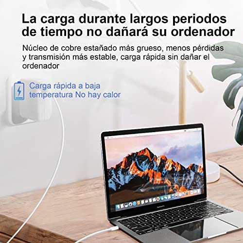 JESWO 96W Cargador Tipo C Carga Rapida, Cargador USB C Compatible con MacBook Pro de 16/15/13'', Macbook Air de 13'' 2018-2021 y Todos los Dispositivos Tipo-C (Incluido 1.8m Cable USB C a USB C)